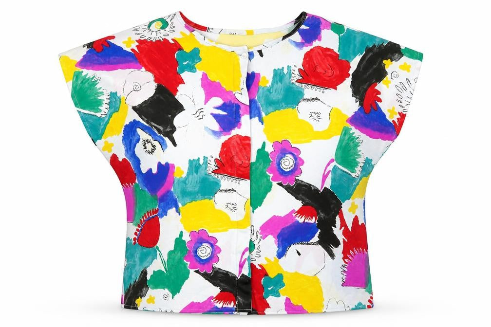 Mark Anthony Womens Multicoloured Geometric Polyester Basic Blouse Size 44 Boat Neck