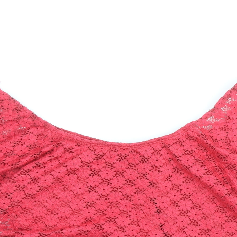 River Island Womens Red Nylon Basic Blouse Size 10 Off the Shoulder