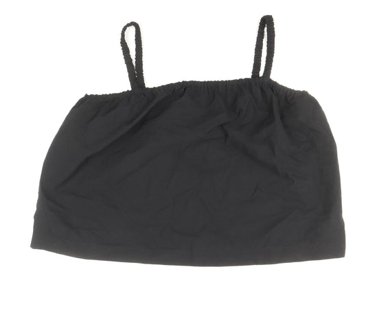 Marks and Spencer Womens Black Cotton Basic Tank Size 24 Square Neck