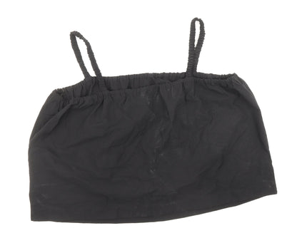 Marks & Spencer Womens Black Cotton Basic Tank Size 24 Square Neck