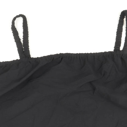 Marks & Spencer Womens Black Cotton Basic Tank Size 24 Square Neck