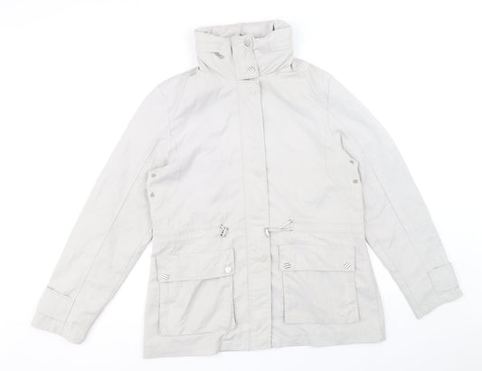 David Barry Womens Grey Rain Coat Coat Size 12 Zip