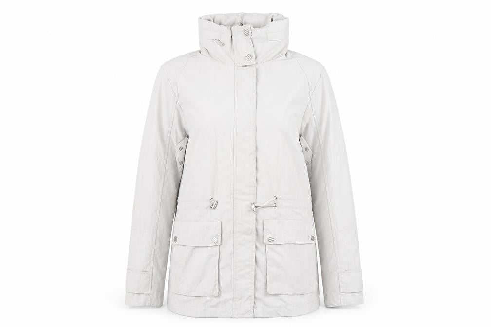 David Barry Womens Grey Rain Coat Coat Size 12 Zip