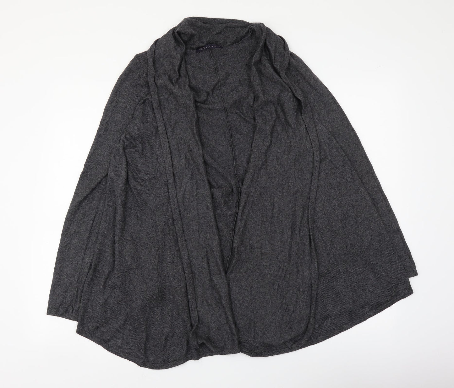 Marks and Spencer Womens Grey V-Neck Viscose Cardigan Jumper Size 8