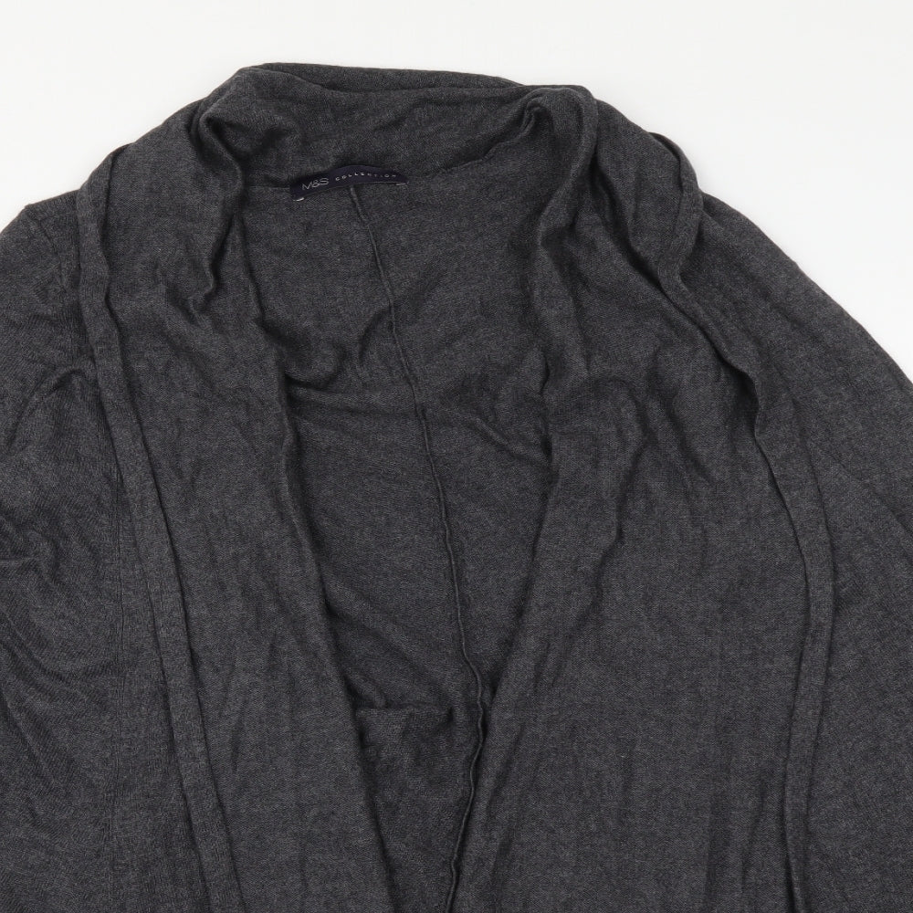 Marks and Spencer Womens Grey V-Neck Viscose Cardigan Jumper Size 8