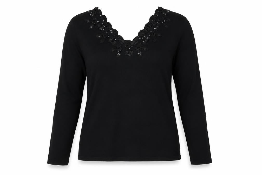 Frank Saul Womens Black Viscose Basic Blouse Size S V-Neck