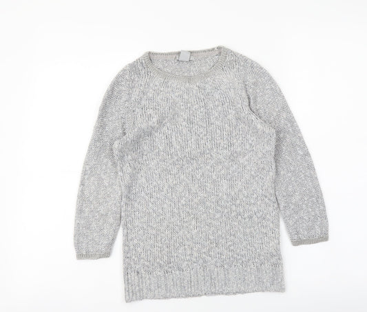 H&M Womens Grey Round Neck Acrylic Pullover Jumper Size XS
