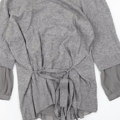 Next Womens Grey Scoop Neck Cotton Pullover Jumper Size 8