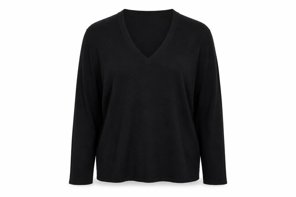 Zara Womens Black V-Neck Polyester Pullover Jumper Size M
