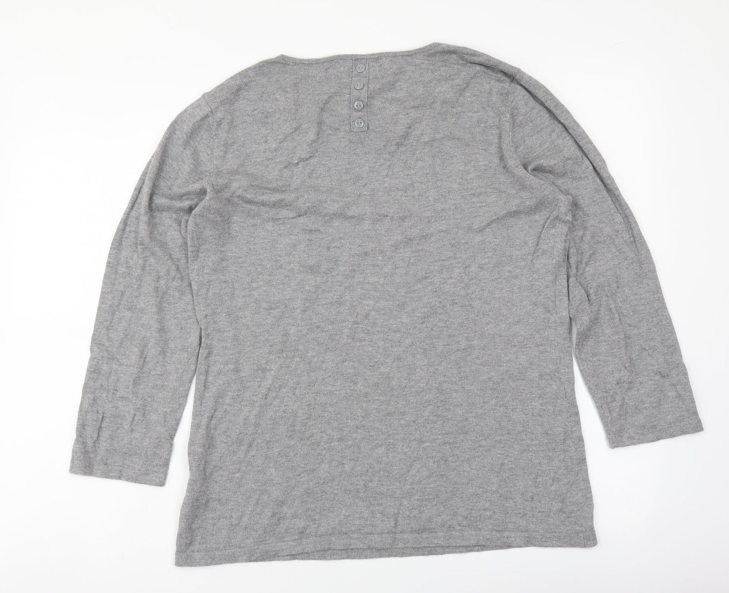 NEXT Womens Grey Round Neck Cotton Pullover Jumper Size 12