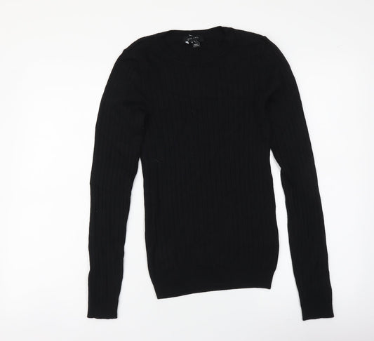 New Look Womens Black Round Neck Viscose Pullover Jumper Size 8
