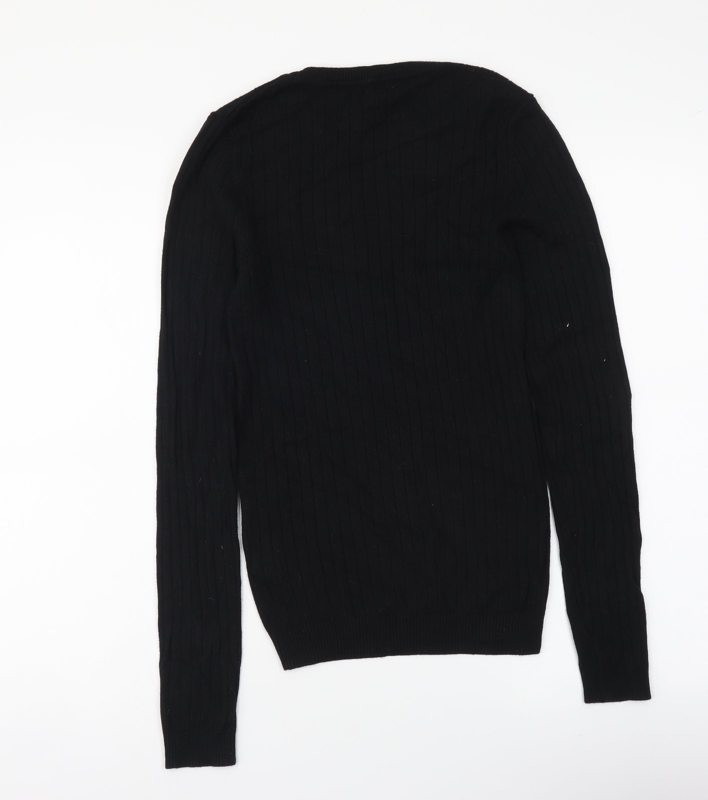 New Look Womens Black Round Neck Viscose Pullover Jumper Size 8