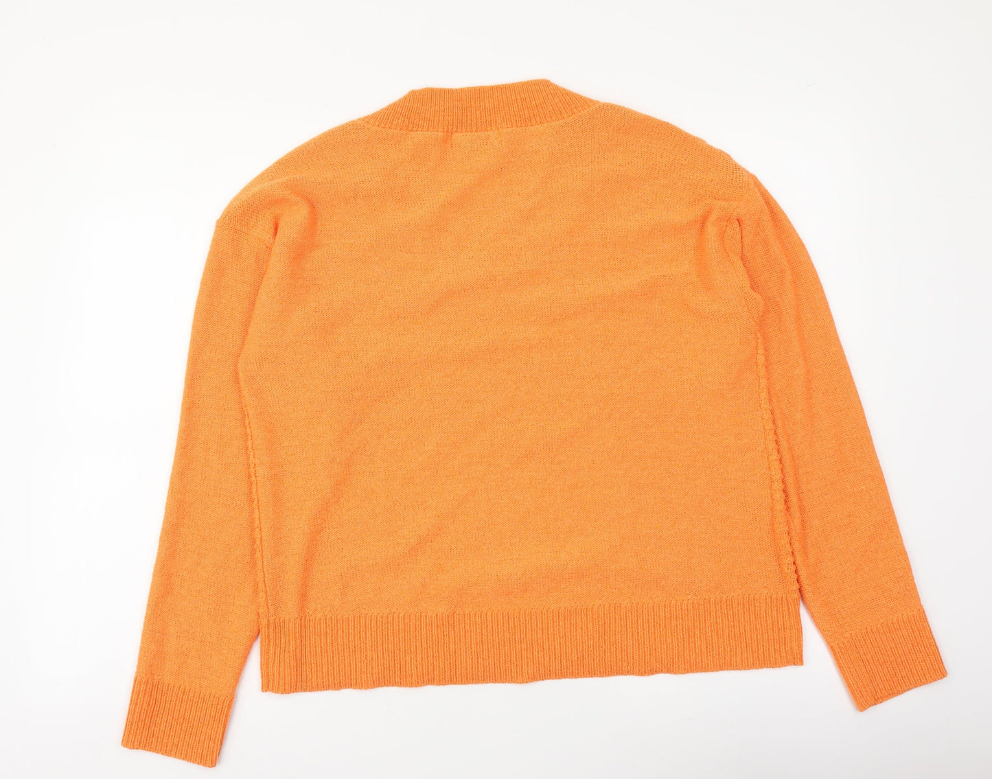 Goldfame Womens Orange V-Neck Acrylic Pullover Jumper Size M