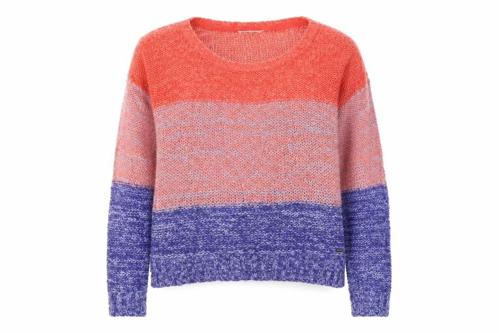 Garage Womens Multicoloured Round Neck Striped Acrylic Pullover Jumper Size M