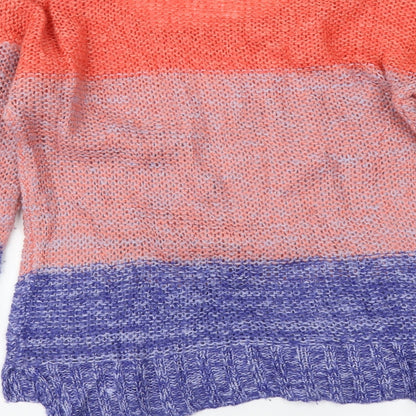 Garage Womens Multicoloured Round Neck Striped Acrylic Pullover Jumper Size M