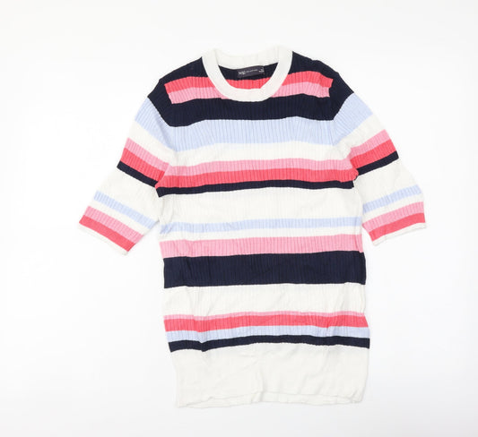 Marks and Spencer Womens Multicoloured Round Neck Striped Viscose Pullover Jumper Size 12