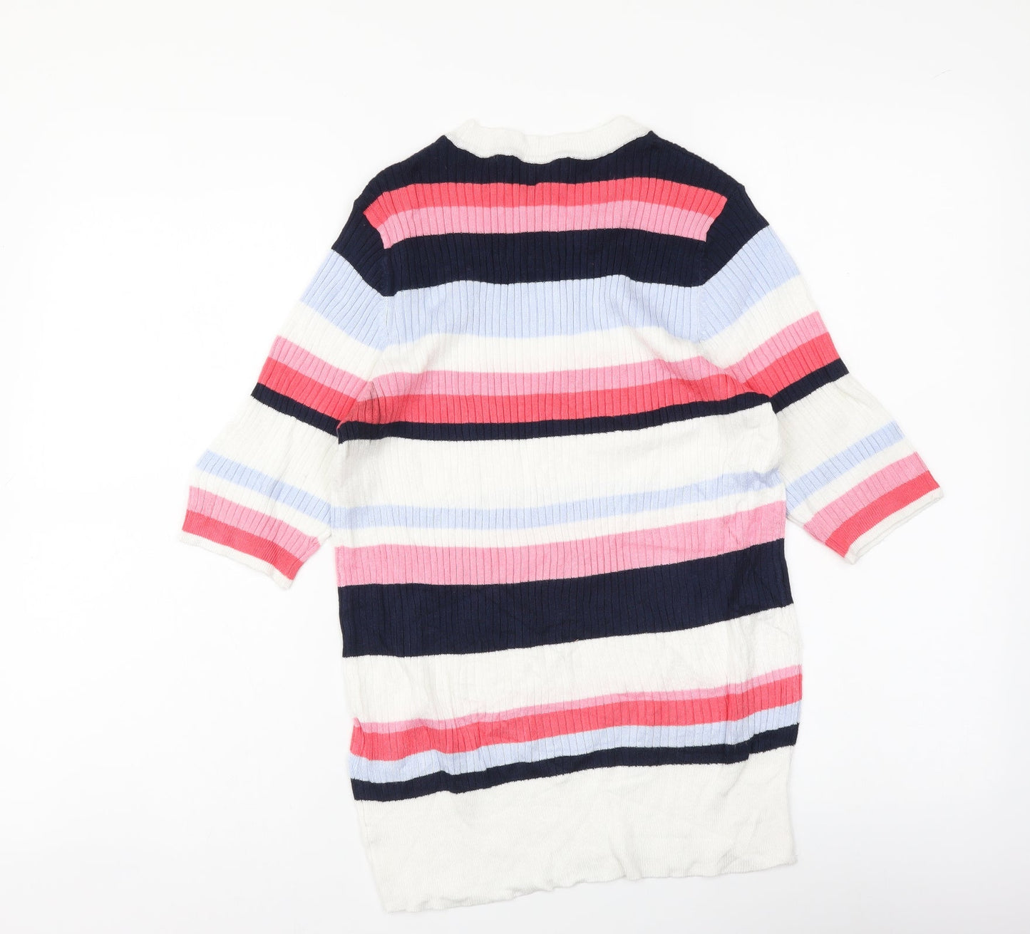 Marks and Spencer Womens Multicoloured Round Neck Striped Viscose Pullover Jumper Size 12