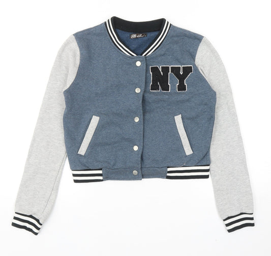 Brave Soul Boys Blue Colourblock Varsity Jacket Jacket Size S Snap - NY Initials