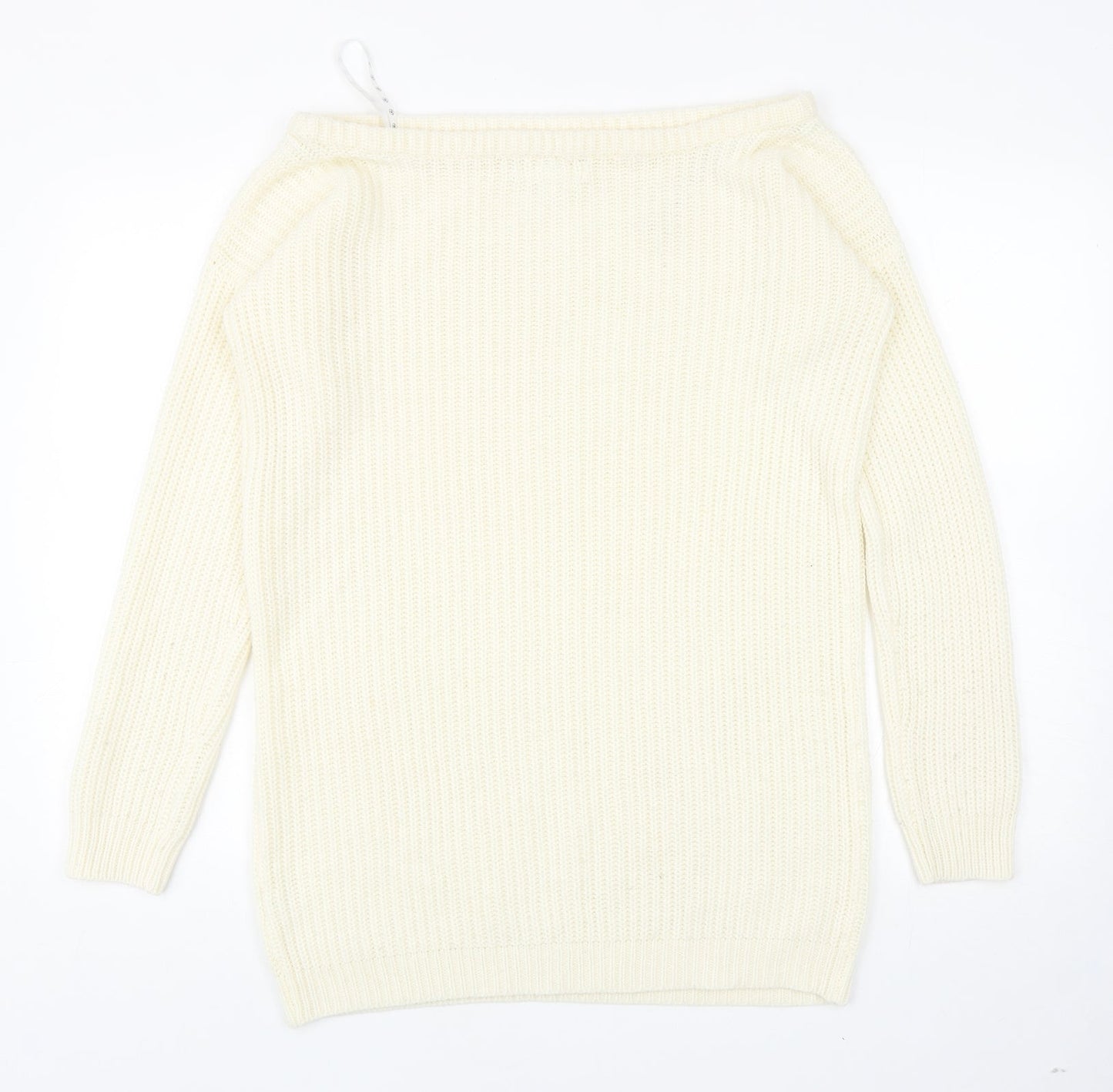 Missguided Womens Ivory Boat Neck Acrylic Pullover Jumper Size S