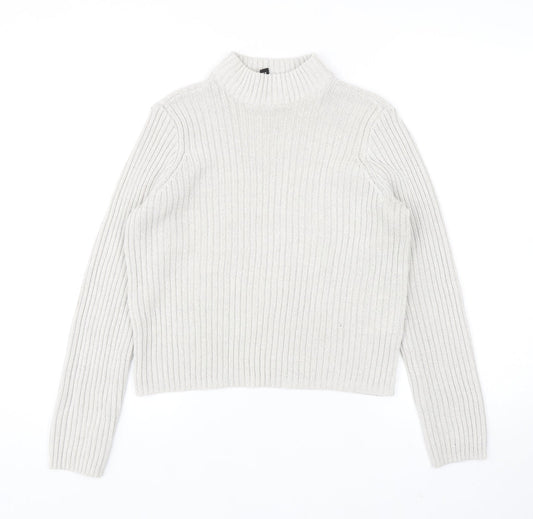 H&M Womens Grey Mock Neck Acrylic Pullover Jumper Size S