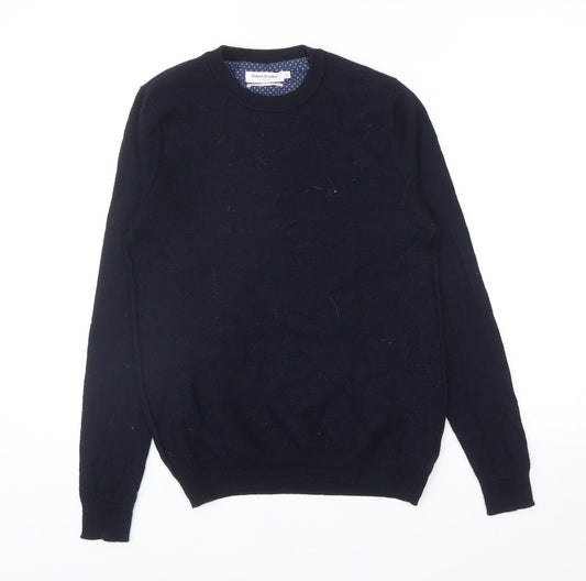 Without Prejudice Mens Blue Round Neck Wool Pullover Jumper Size S