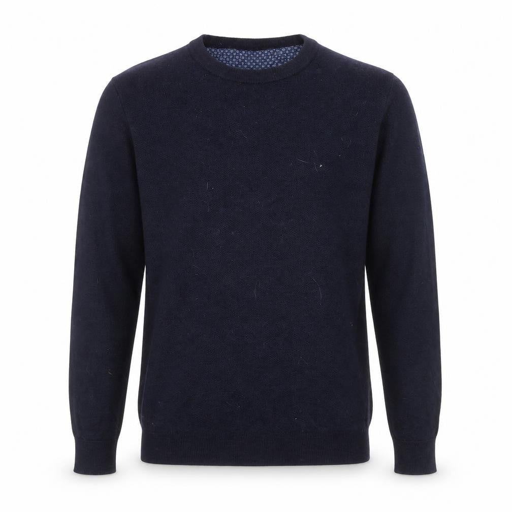 Without Prejudice Mens Blue Round Neck Wool Pullover Jumper Size S