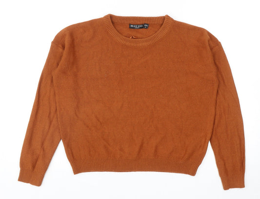 Brave Soul Womens Brown Round Neck Acrylic Pullover Jumper Size S