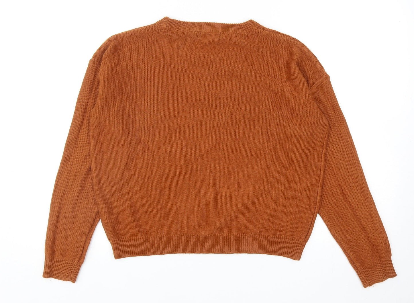 Brave Soul Womens Brown Round Neck Acrylic Pullover Jumper Size S