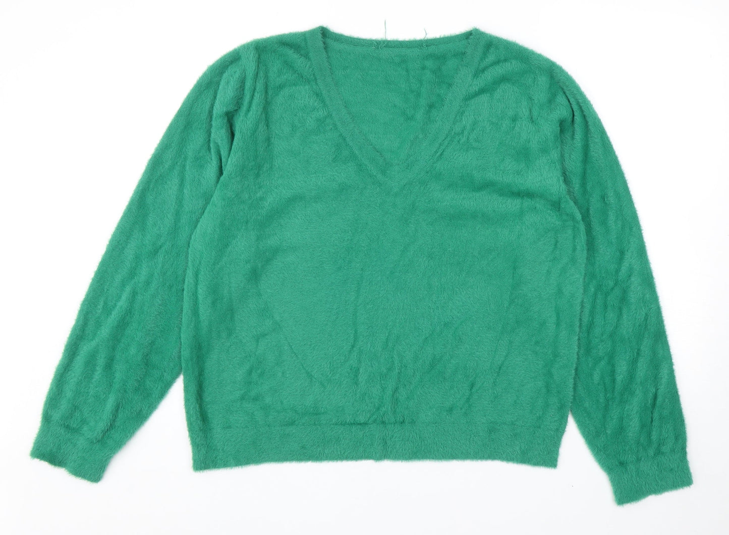 Very Womens Green V-Neck Polyamide Pullover Jumper Size 18