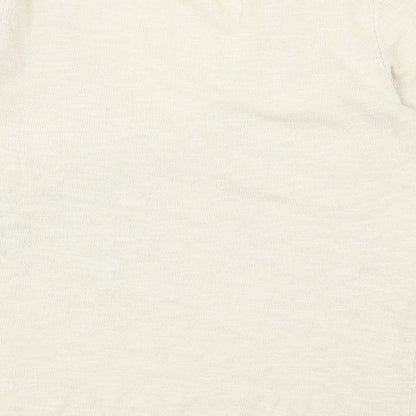 Lands End Womens Beige Scoop Neck Cotton Pullover Jumper Size S