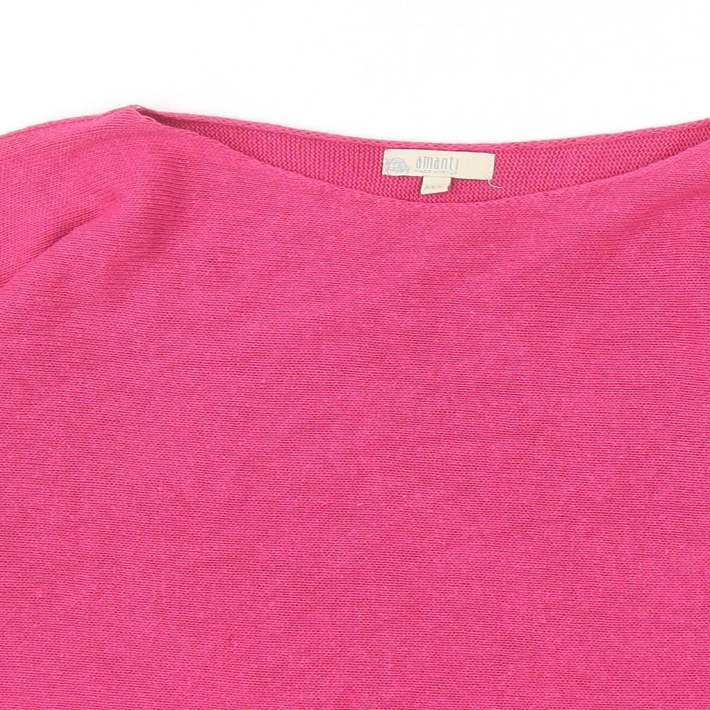 Amanti Womens Pink Boat Neck Acrylic Pullover Jumper Size M - Size M-L