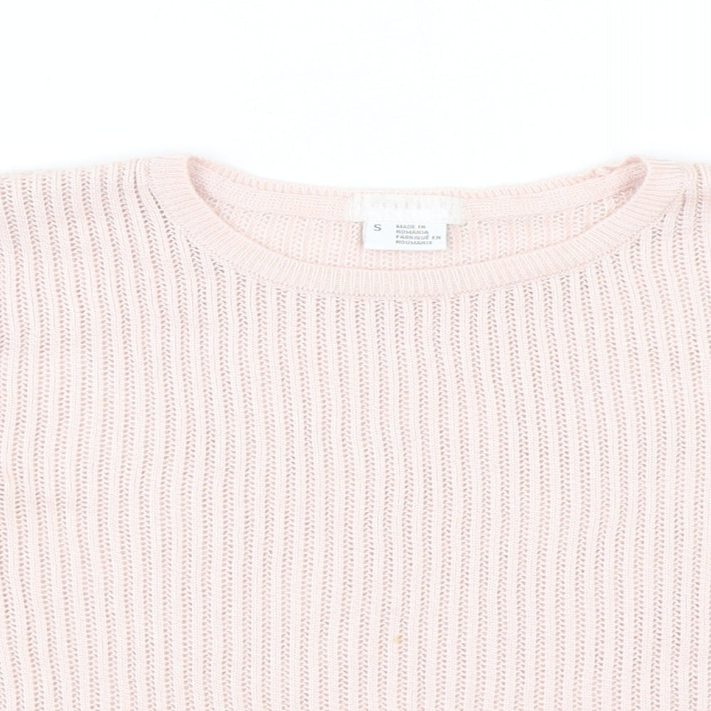 Cooperative Womens Pink Acrylic Basic T-Shirt Size S Crew Neck - Ribbed