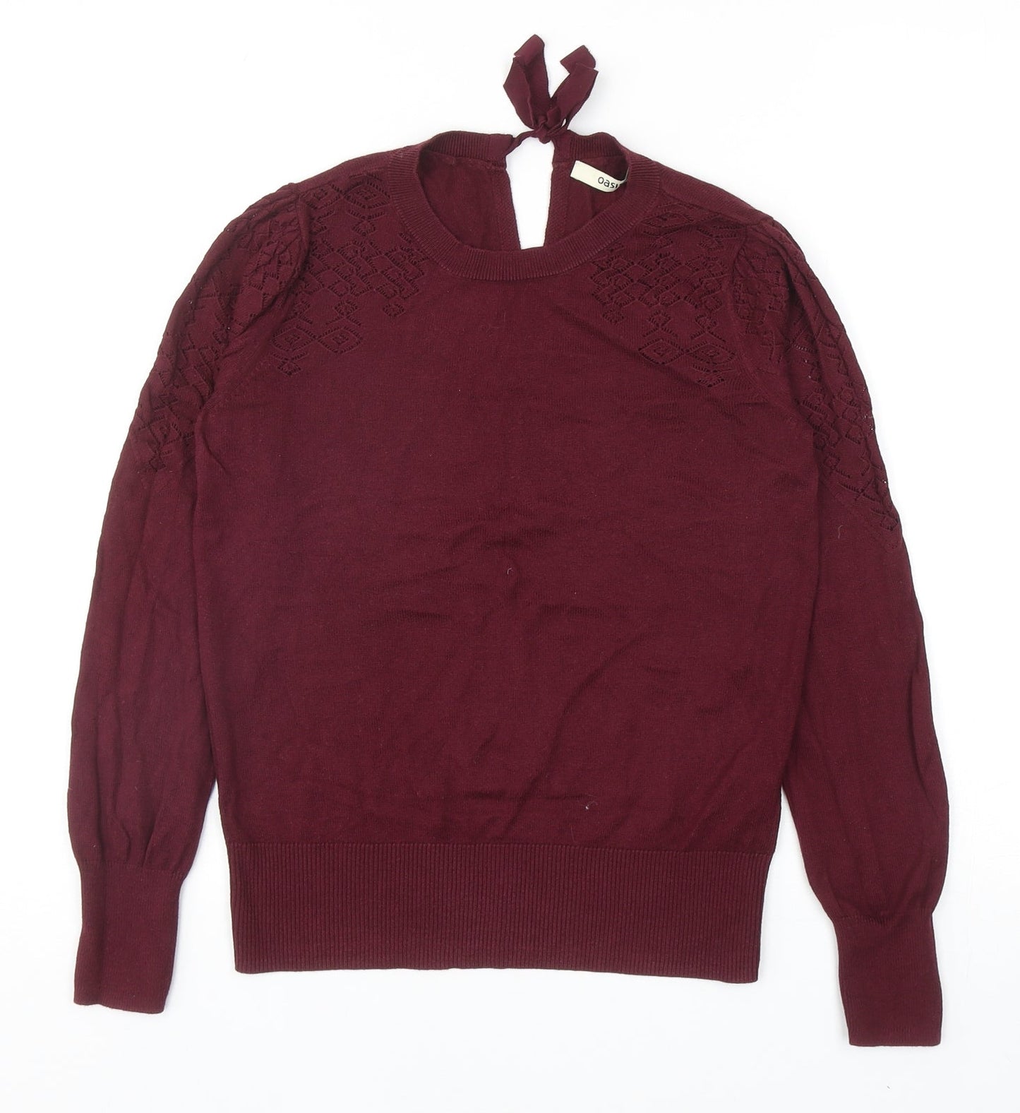 Oasis Womens Red Round Neck Cotton Pullover Jumper Size S