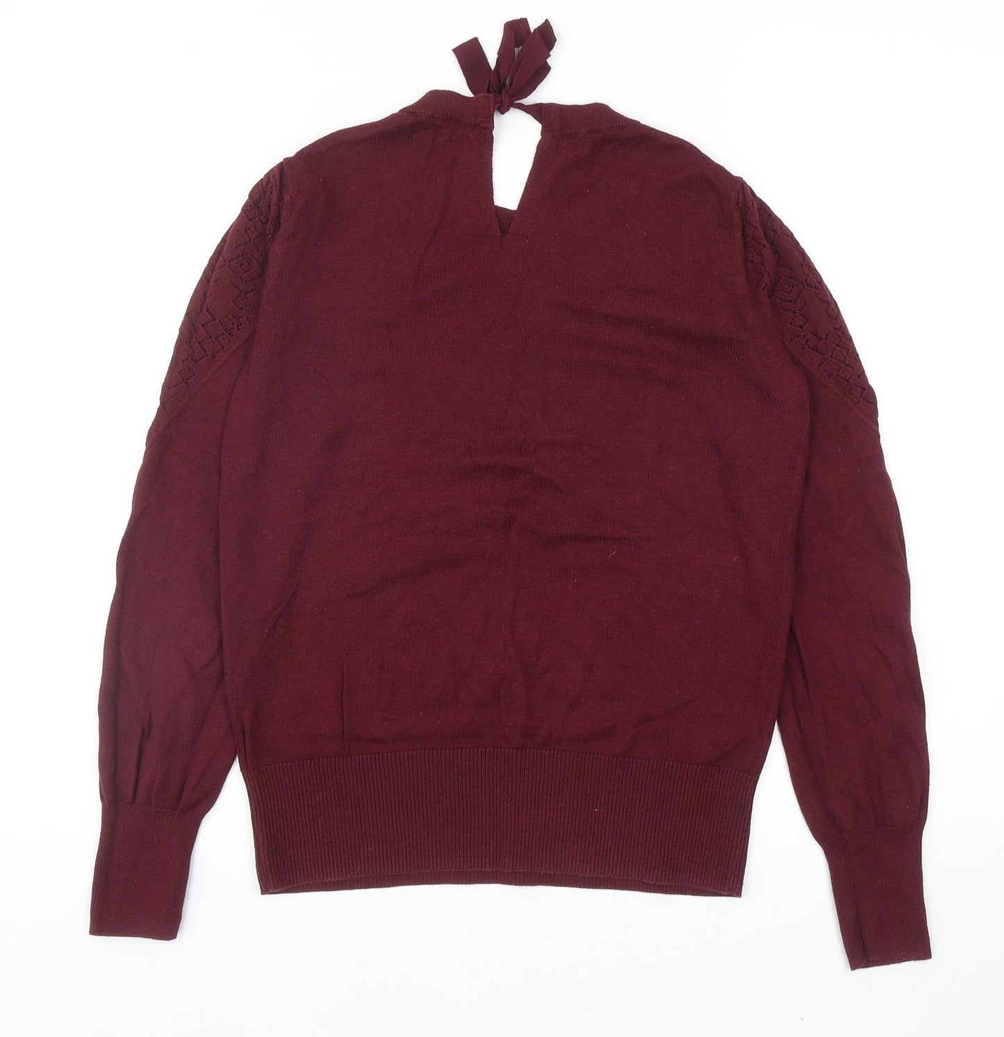 Oasis Womens Red Round Neck Cotton Pullover Jumper Size S