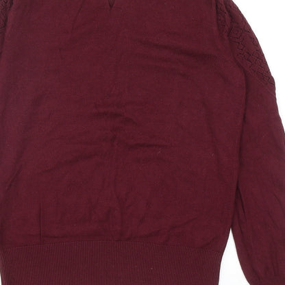 Oasis Womens Red Round Neck Cotton Pullover Jumper Size S