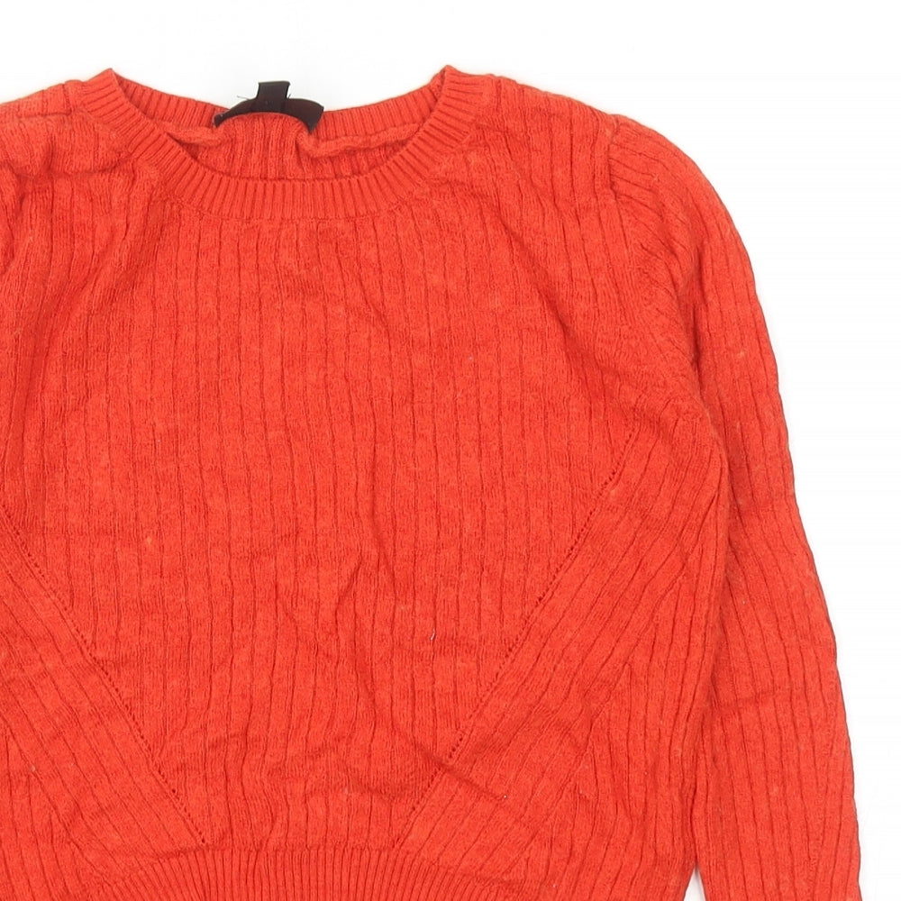 New Look Womens Red Round Neck Viscose Pullover Jumper Size 8