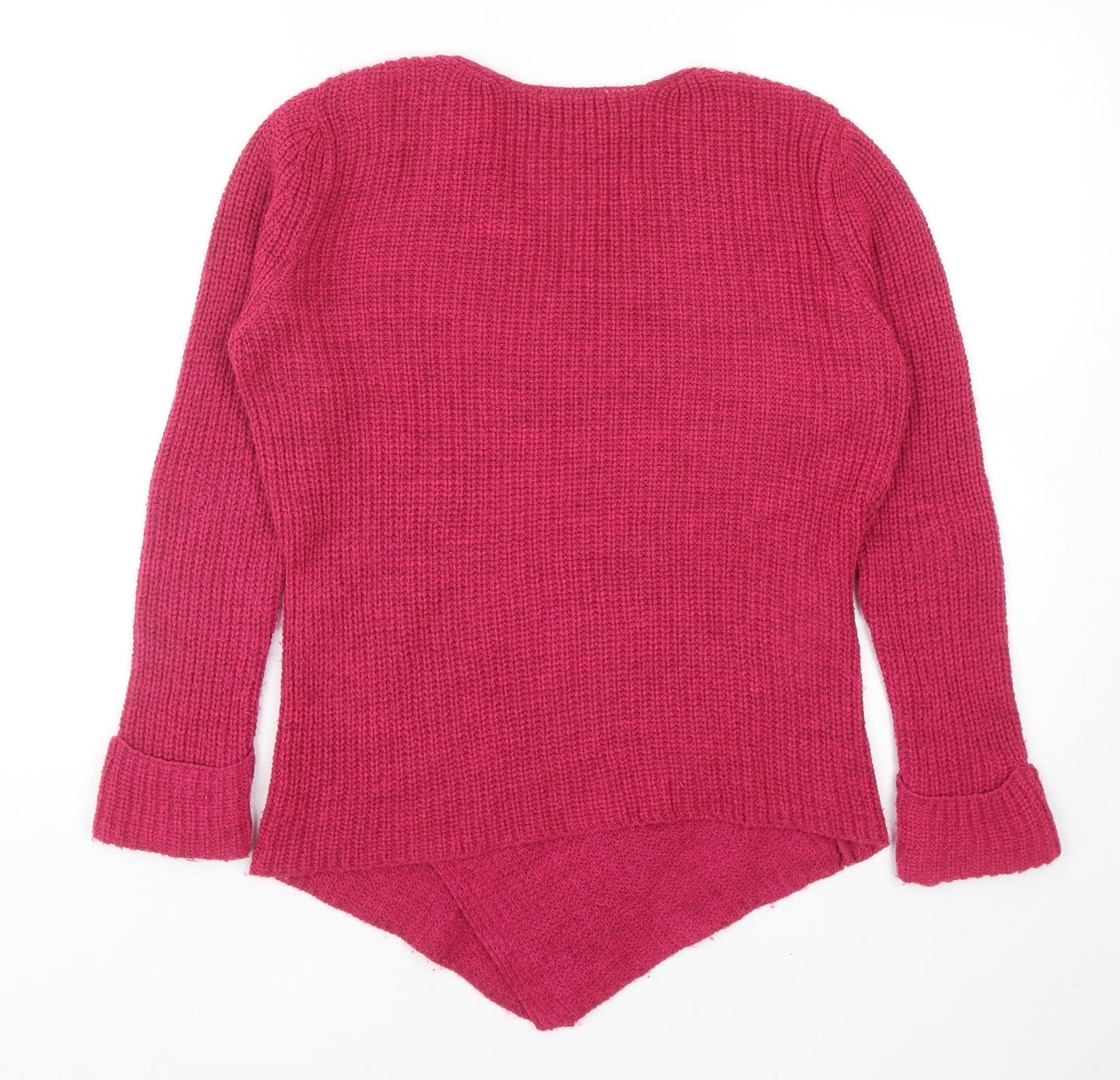 TU Womens Pink V-Neck Acrylic Pullover Jumper Size 12