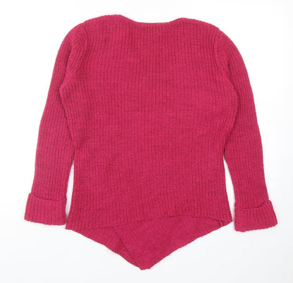Tu Womens Pink V-Neck Acrylic Pullover Jumper Size 12