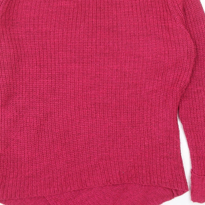 Tu Womens Pink V-Neck Acrylic Pullover Jumper Size 12