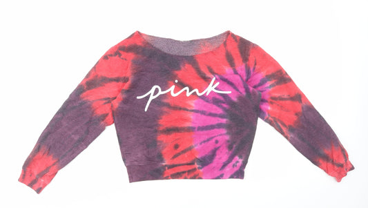PINK Womens Multicoloured Cotton Pullover Sweatshirt Size S Pullover