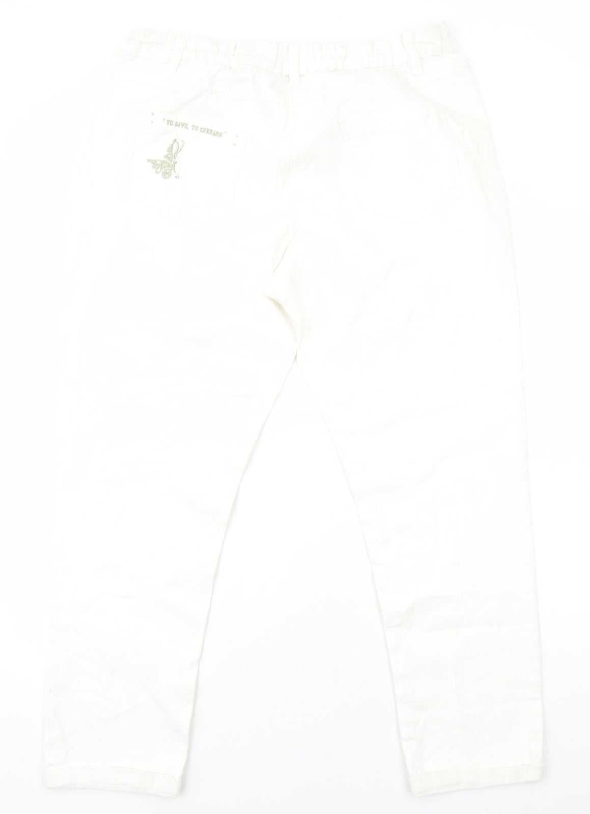 And Abigail Womens White Cotton Straight Jeans Size 20 Regular