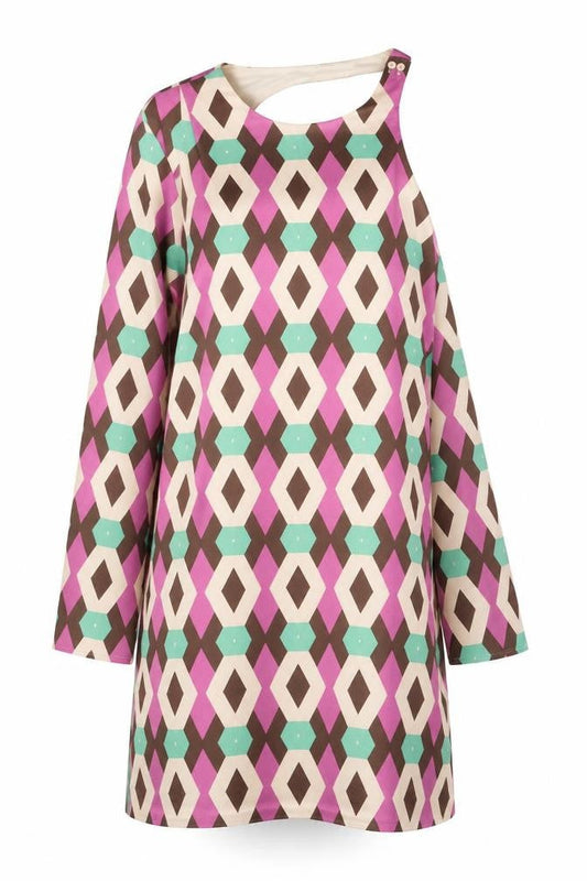 Zara Womens Multicoloured Geometric Polyester Shift Size XS Round Neck Zip
