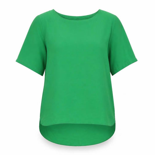 Preworn Womens Green Polyester Basic T-Shirt Size 8 Round Neck