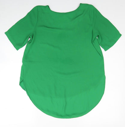 Preworn Womens Green Polyester Basic T-Shirt Size 8 Round Neck