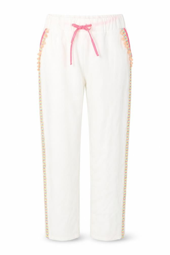 MJA Womens White Polyester Trousers Size S Regular Drawstring