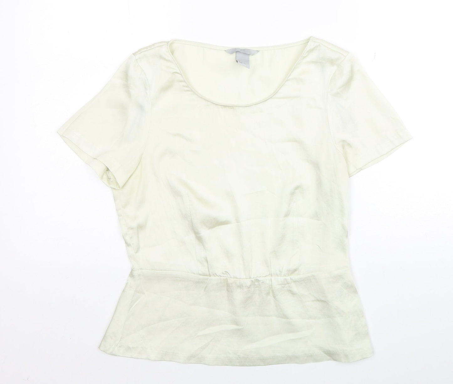 H&M Womens Ivory Polyester Basic Blouse Size 8 Round Neck