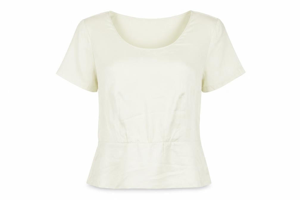 H&M Womens Ivory Polyester Basic Blouse Size 8 Round Neck