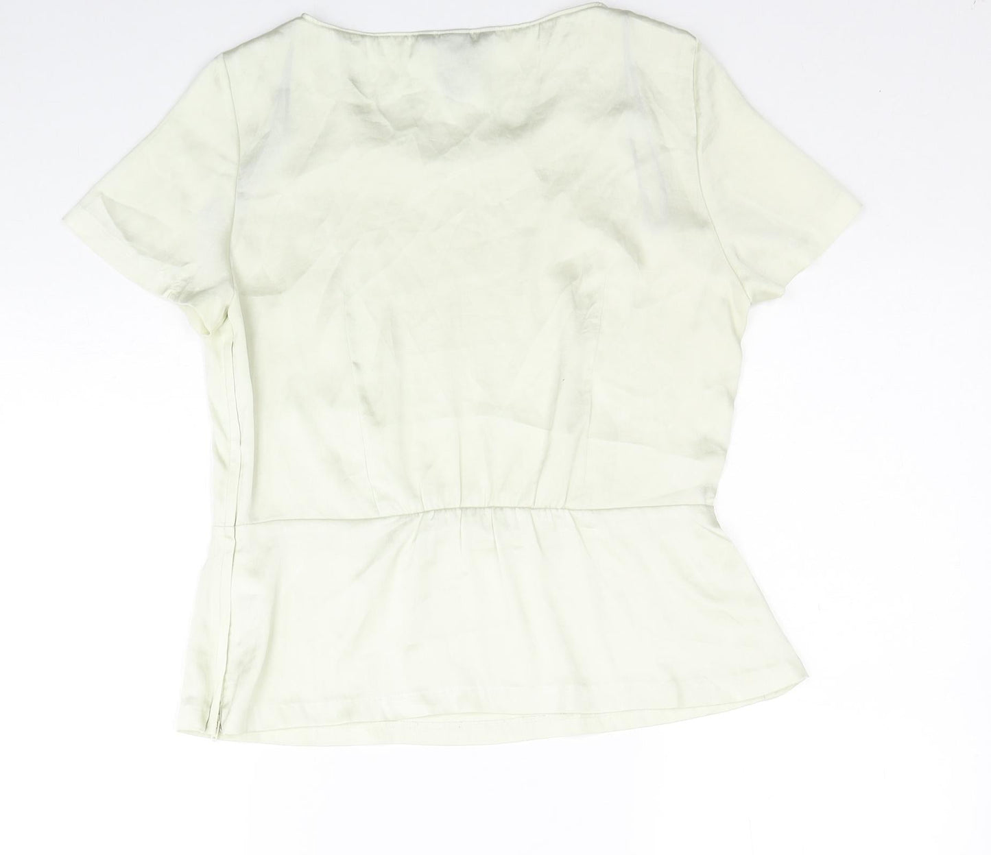 H&M Womens Ivory Polyester Basic Blouse Size 8 Round Neck