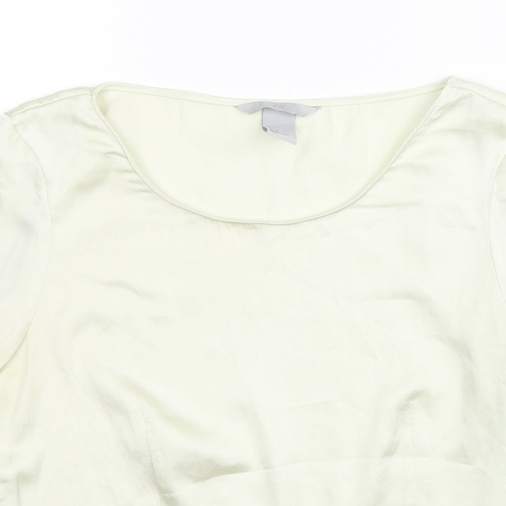 H&M Womens Ivory Polyester Basic Blouse Size 8 Round Neck