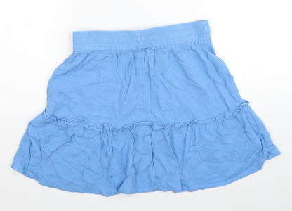 Primark Womens Blue Viscose Flare Skirt Size 6 Drawstring